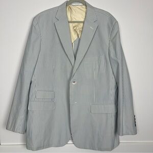 Vintage Light Blue & White Stripe Sport Coat